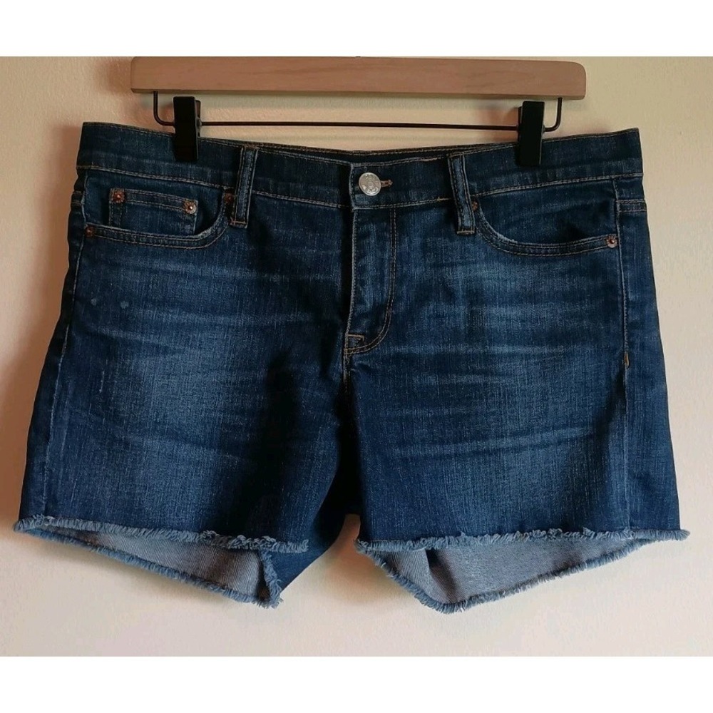 J.Crew Indigo Denim Size 30 Raw Hem Stretch Denim Shorts